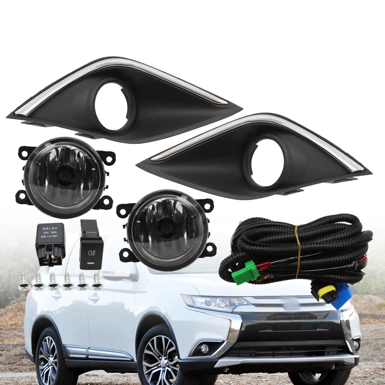 Front Bumper Fog Light Lamp with Cover Wire Kit for Mitsubishi Outlander (2016–2018)