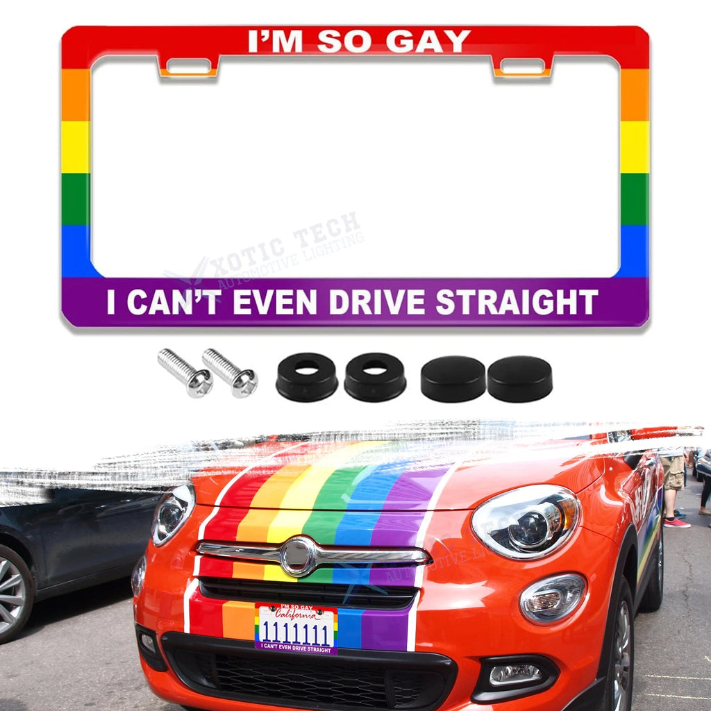 Rainbow Pride Universal License Plate Frame Cover for Universal (—)