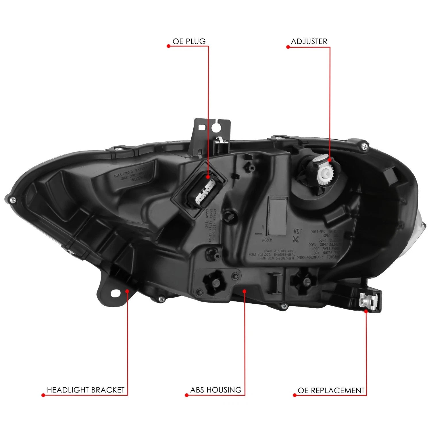 Right Side Projector Headlight for Ford Mustang (2018–2022) - Black Amber HID