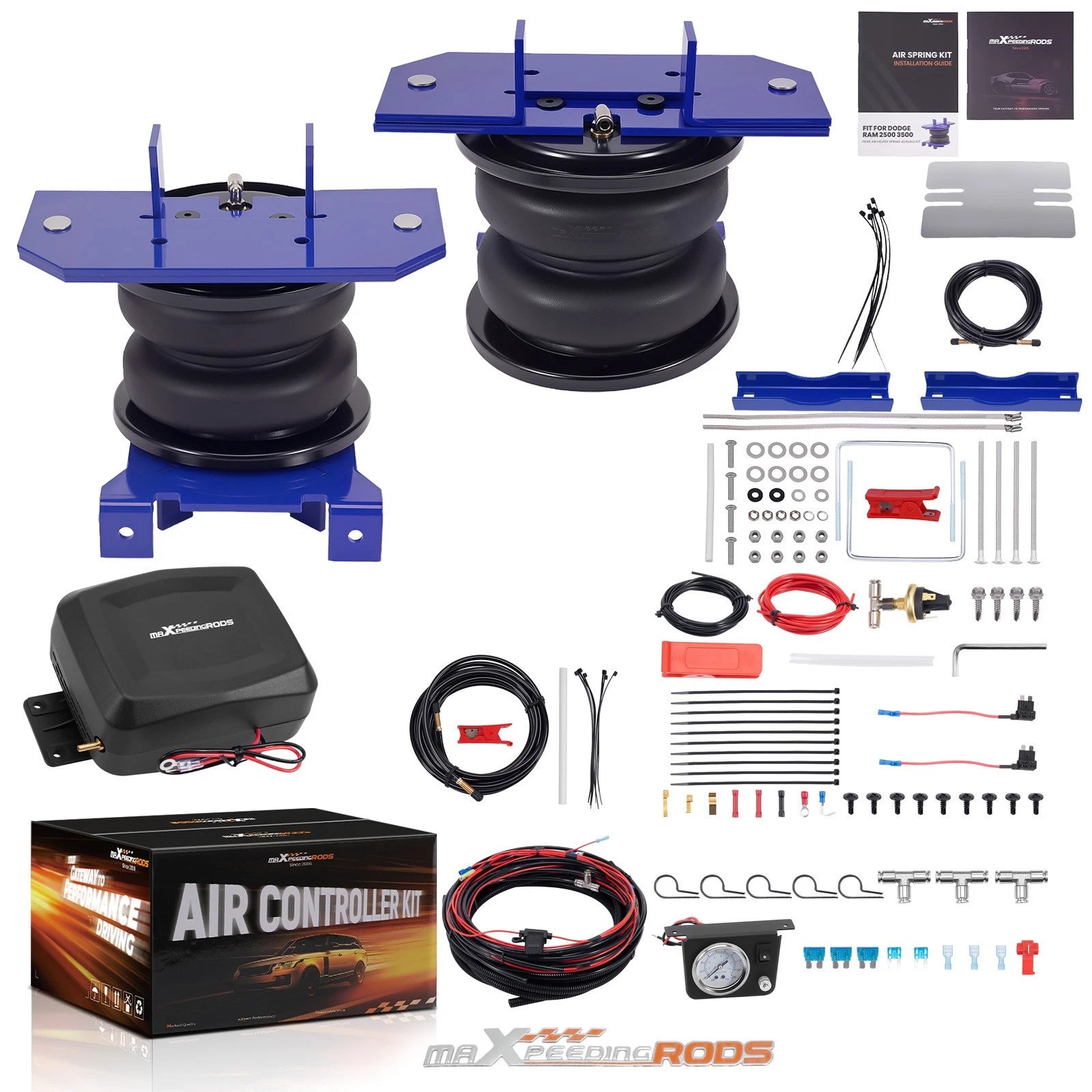 Air Suspension Bags + Compressor Kit & Sensor for Dodge Ram 3500 4WD (2011–2018)