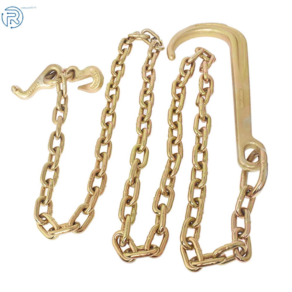 Welded Grab Hook for Towing Wrecker Chain 15" J Hook 5/16 x 8 FT