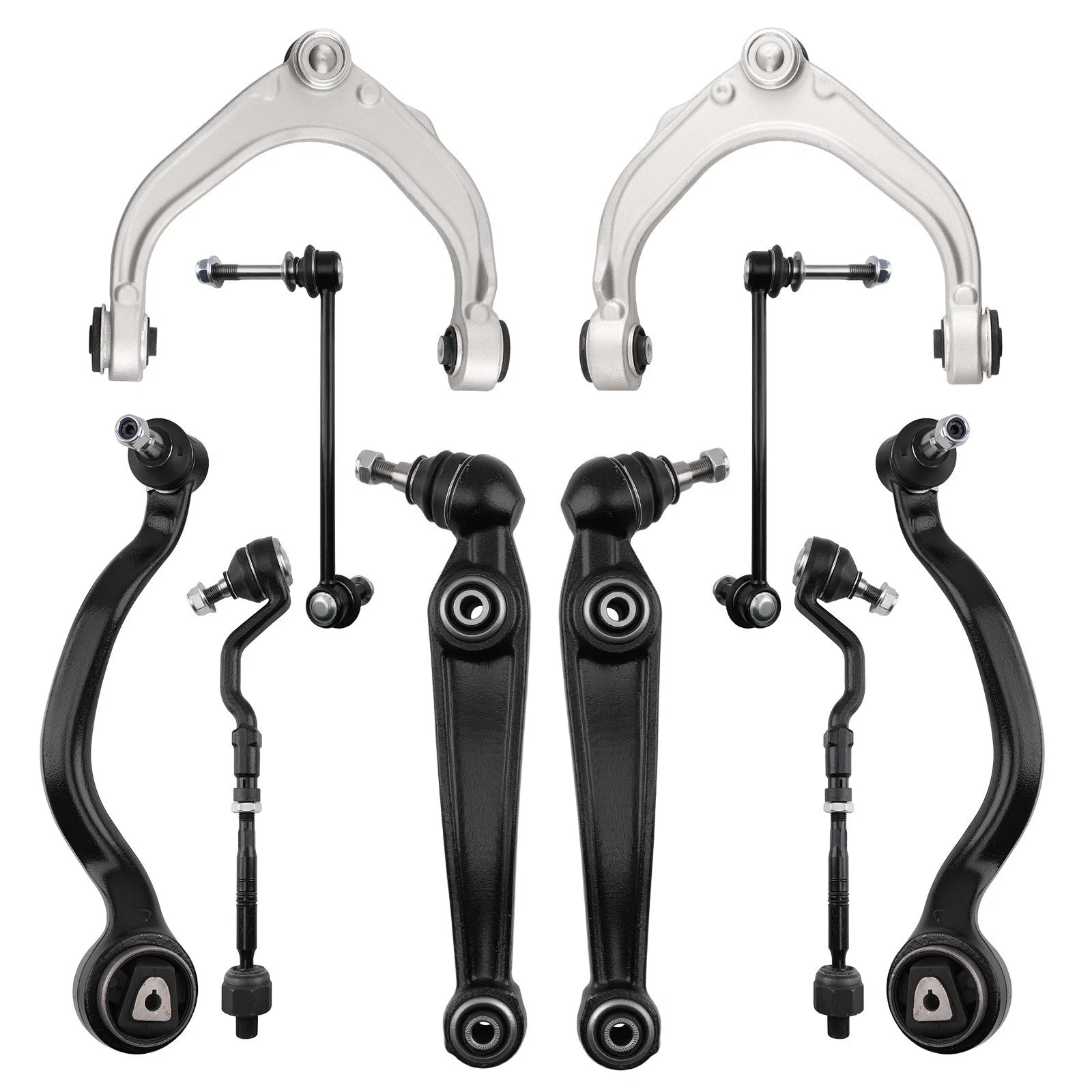 6x Front Suspension Control Arms + 2x Sway Bar Links + 2x Tie Rods for BMW X5 X6 (2000–2023)