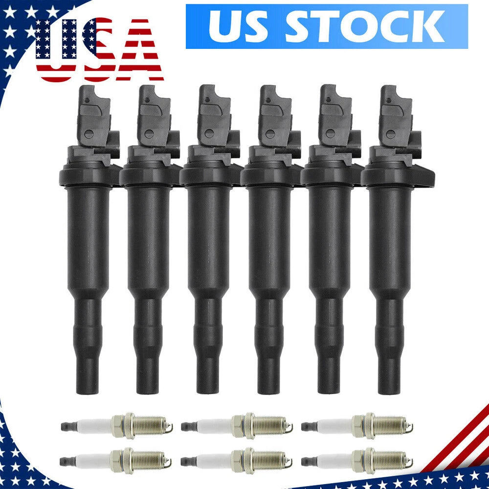 6x Ignition Coil 0221504470 + 6x Spark Plug 12122158253 for BMW 128i 328i X3 (2008–2013)