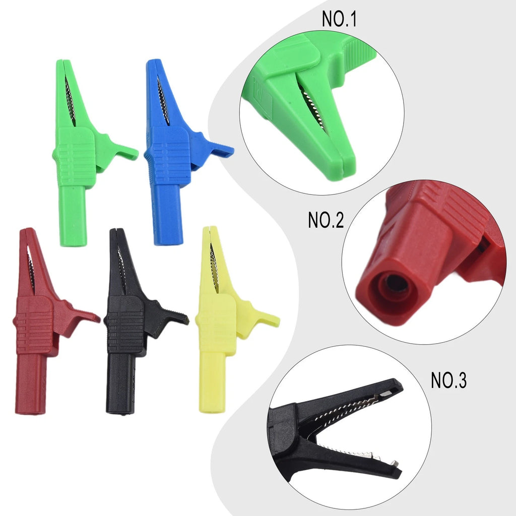 Set of 5 Copper Crocodile Clips for Multimeter Testing