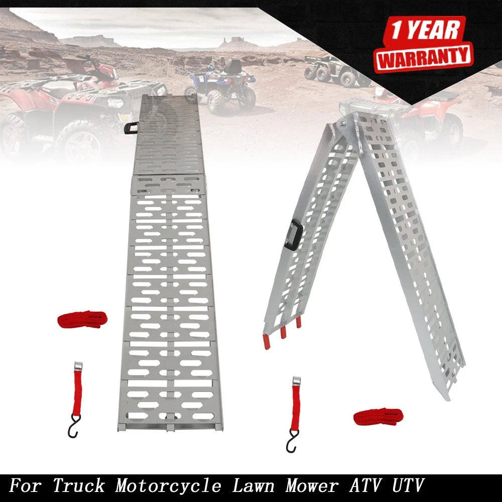 Set of 2 Aluminum Folding Loading Ramps for UTV ATV Truck Motorcycle