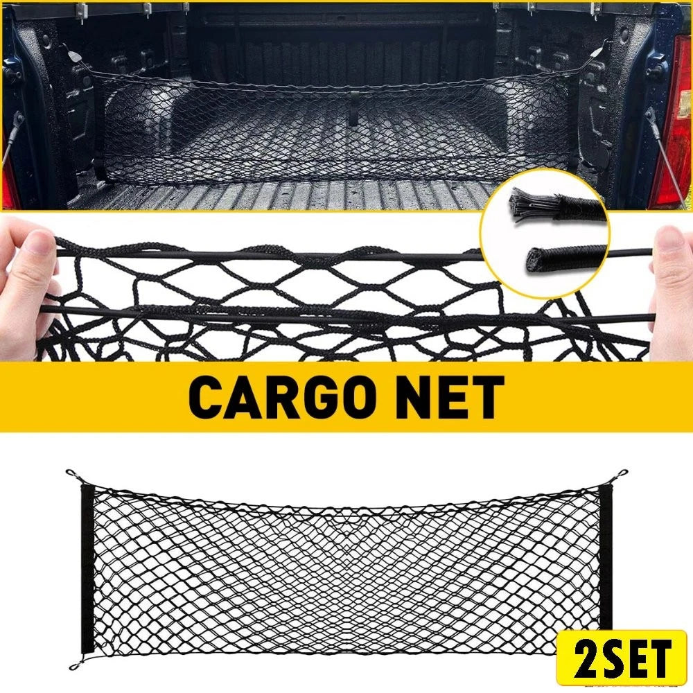 Set of 2 Rear Trunk Cargo Style Envelope Net for Silverado GMC Sierra (2013)