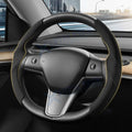 2x Black Flocking Non-Slip Steering Wheel Cover for Tesla Model 3/Y (2017–2023)