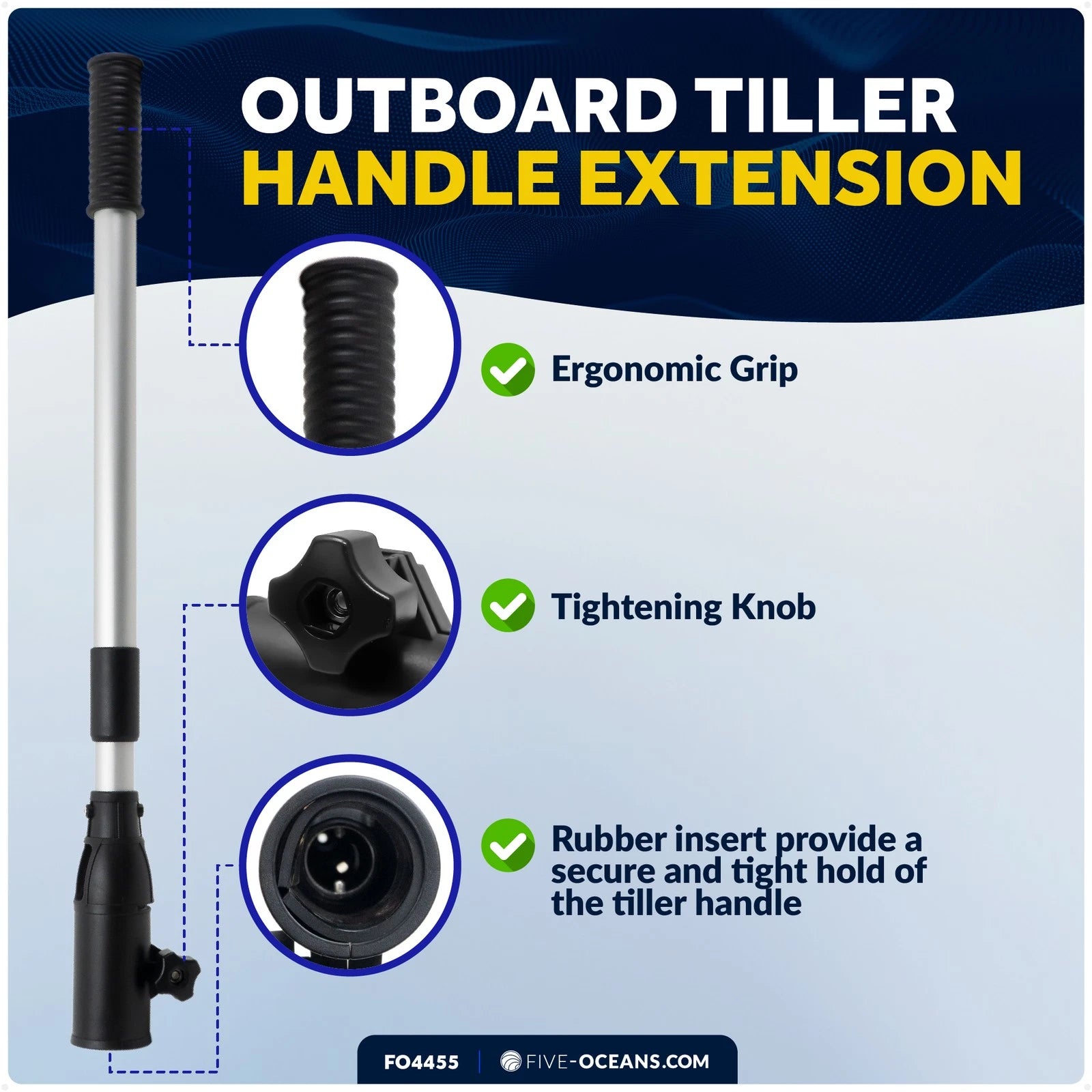 Telescopic Tiller Extension Handle for Outboard & Trolling (25"–40")