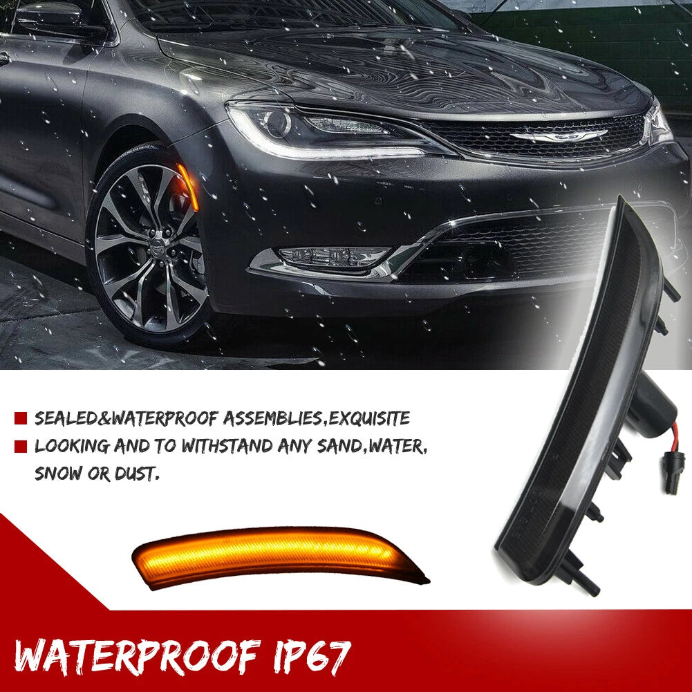 Smoked Lens Amber LED Side Marker Lights for Chrysler 200 (2015–2017)