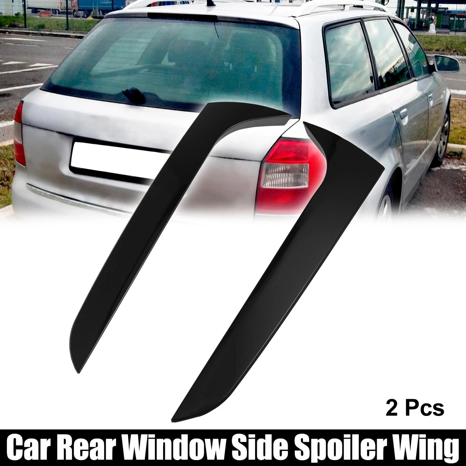 2X Black Rear Window Side Spoiler Wing Trim for Audi A4 B8 Avant (2009–2016)