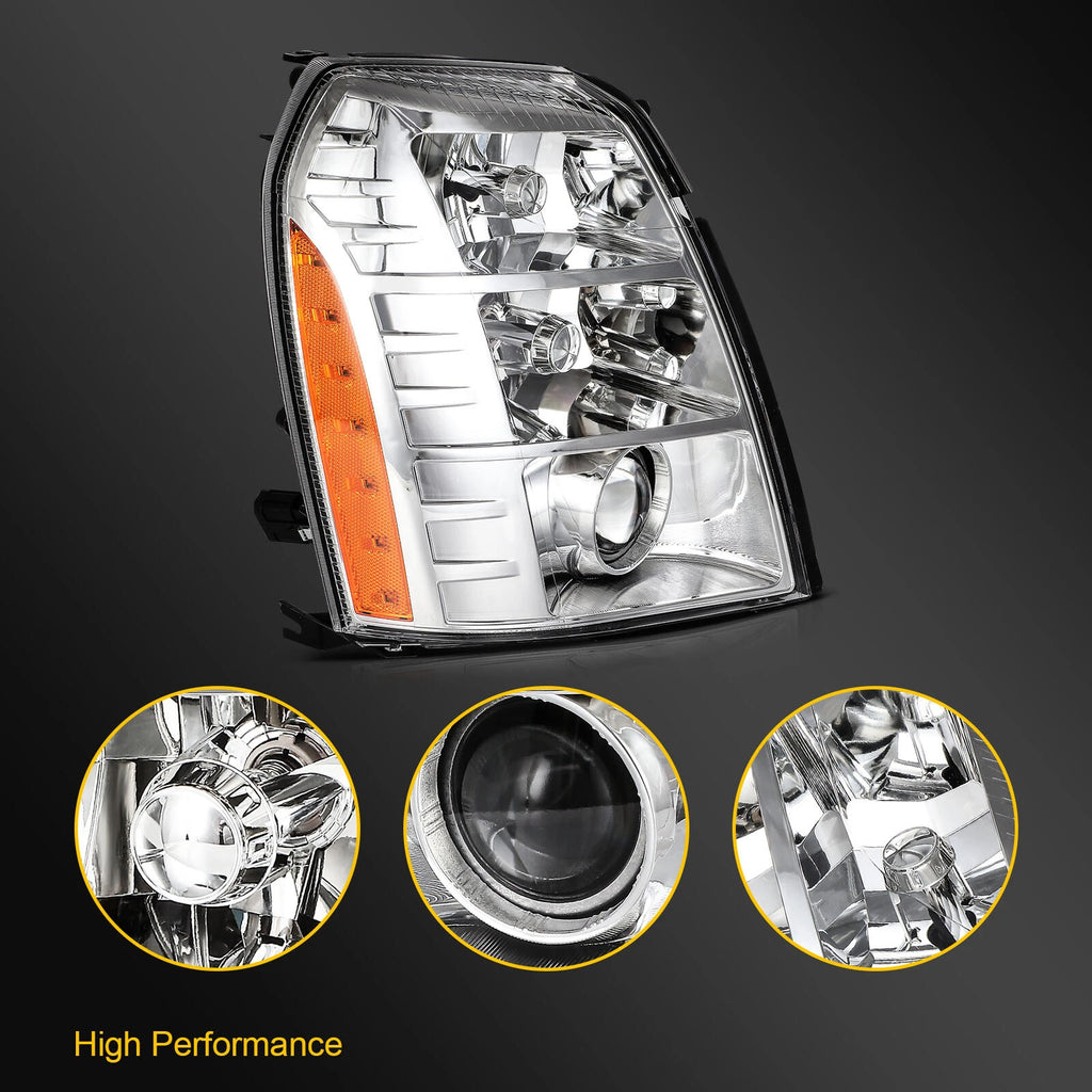 Right Side Headlight for Cadillac Escalade (2007–2014) with HID Bulb & Ballast
