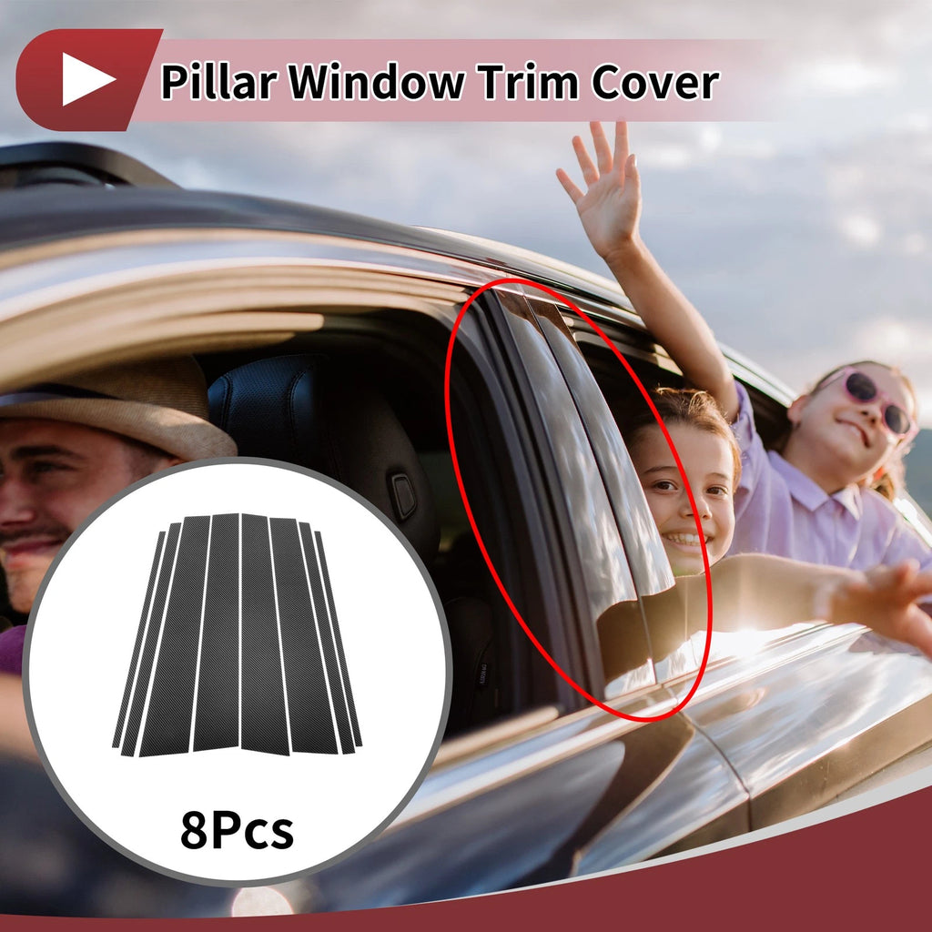 8 Pcs Car Door Pillar Window Trim for Toyota Prado (2010–2023) Carbon Fiber