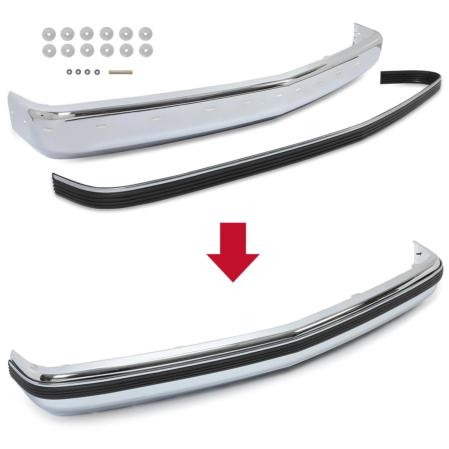 Chrome Bumper Face Bar + Trim for Tahoe C/K 1500 2500 3500 Yukon (1988–2000)