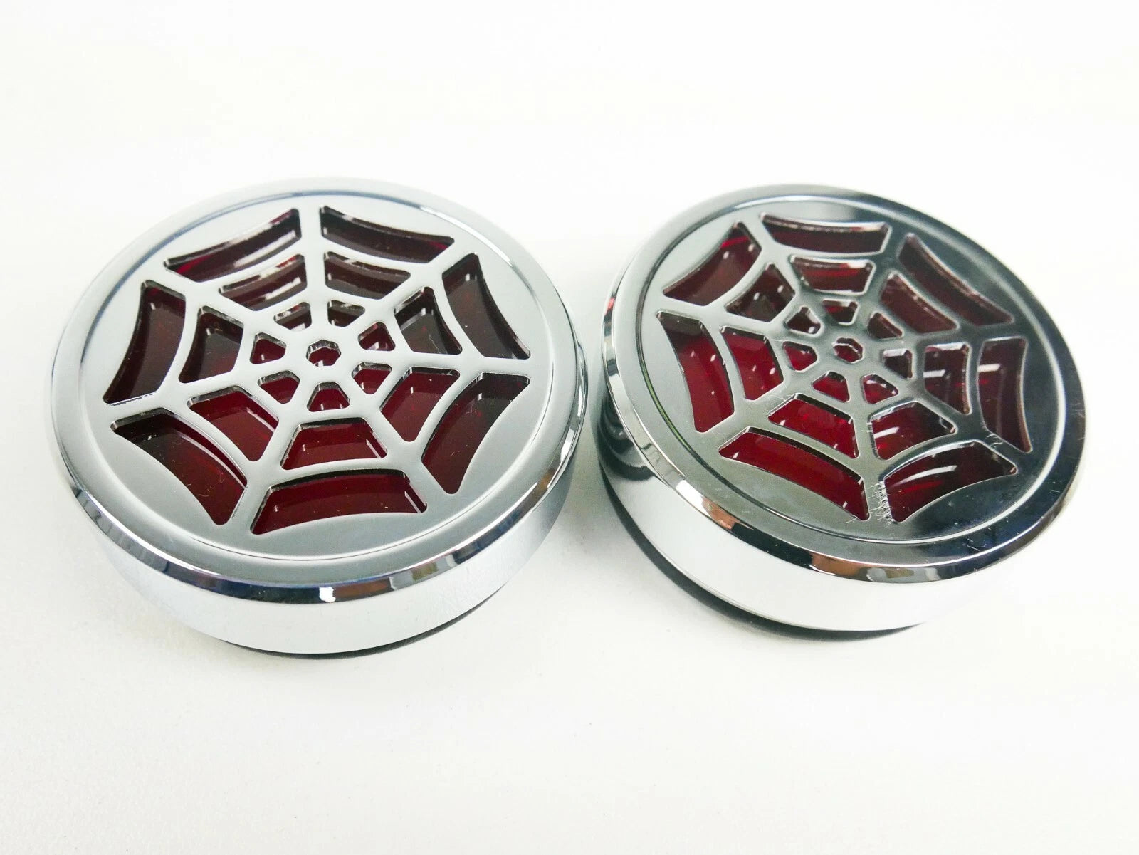 Chrome Spider Web Trim Red Turn Signal Lens Kit for Harley Davidson