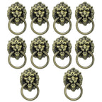 10X Vintage Lion Head Pull Handle Ring Knob for Cabinet Drawer (Antique)