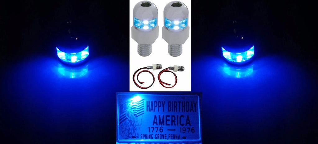 License Plate Light Fasteners Bolts Blue LED for Universal Car Truck (--)