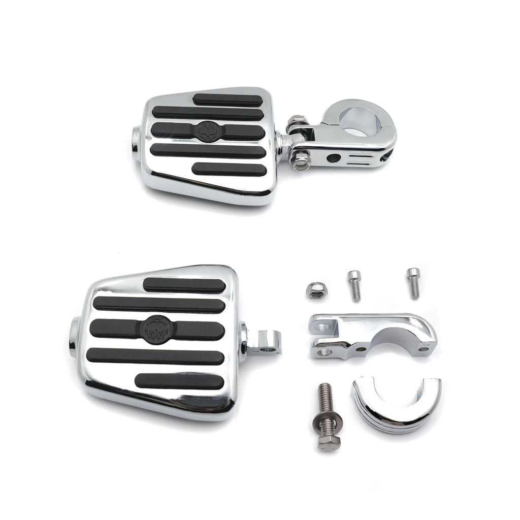 1.25" Furious Flame Skull Foot Peg P-Clamp Kit for Harley Sportster