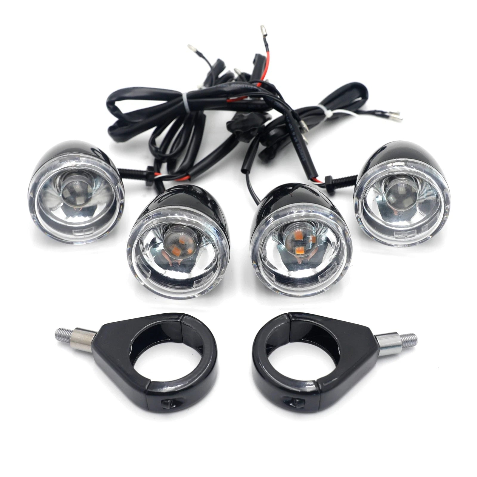 Motorcycle Turn Signals Kit for Harley Davidson (LED, 41mm, Clear Lens, Black)