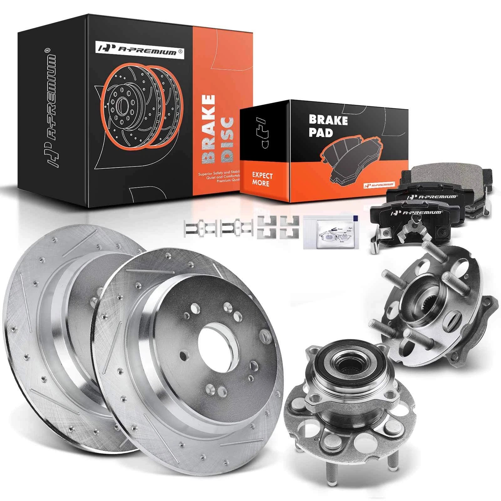 Rear Drilled Brake Rotors & Pads for Acura RDX (2013–2015)