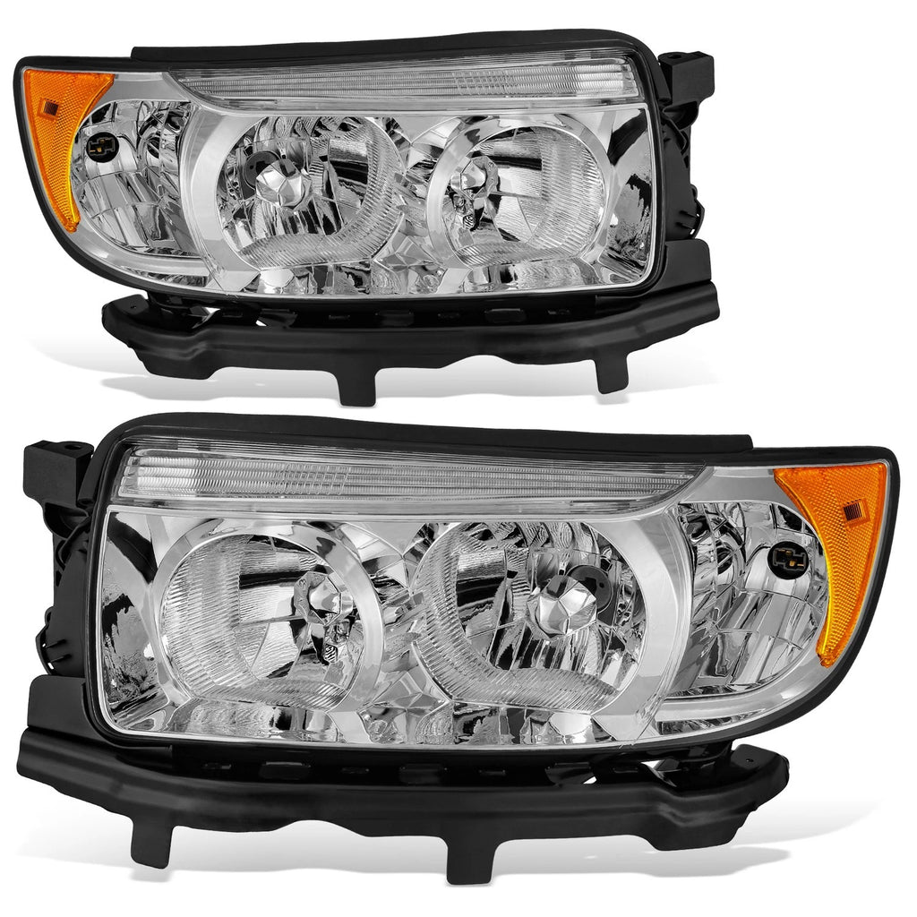 Set of 2 Chrome Housing Amber Corner Headlights for Subaru Forester (2006–2008)
