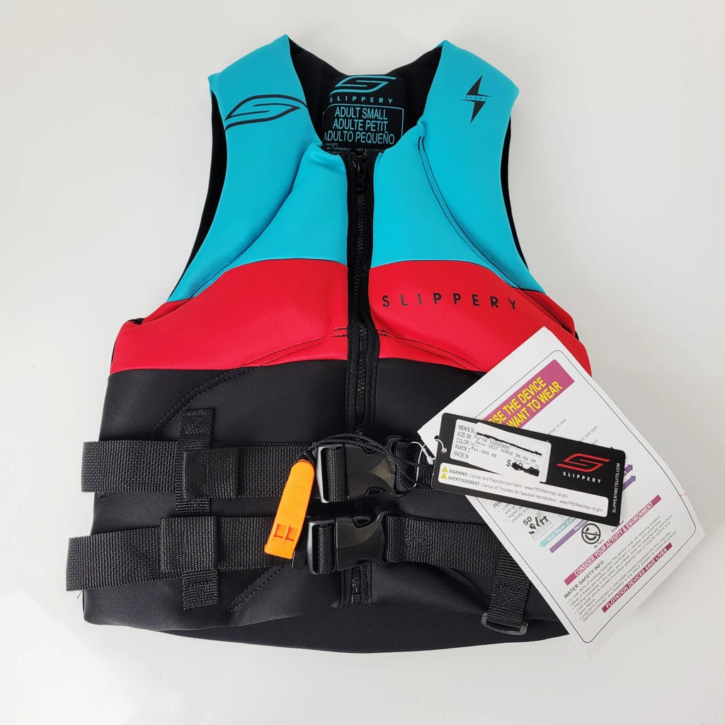 Life Vest for Slippery 21 Surge Neo (Adult Small) - Black/Red/Aqua 3240-0905