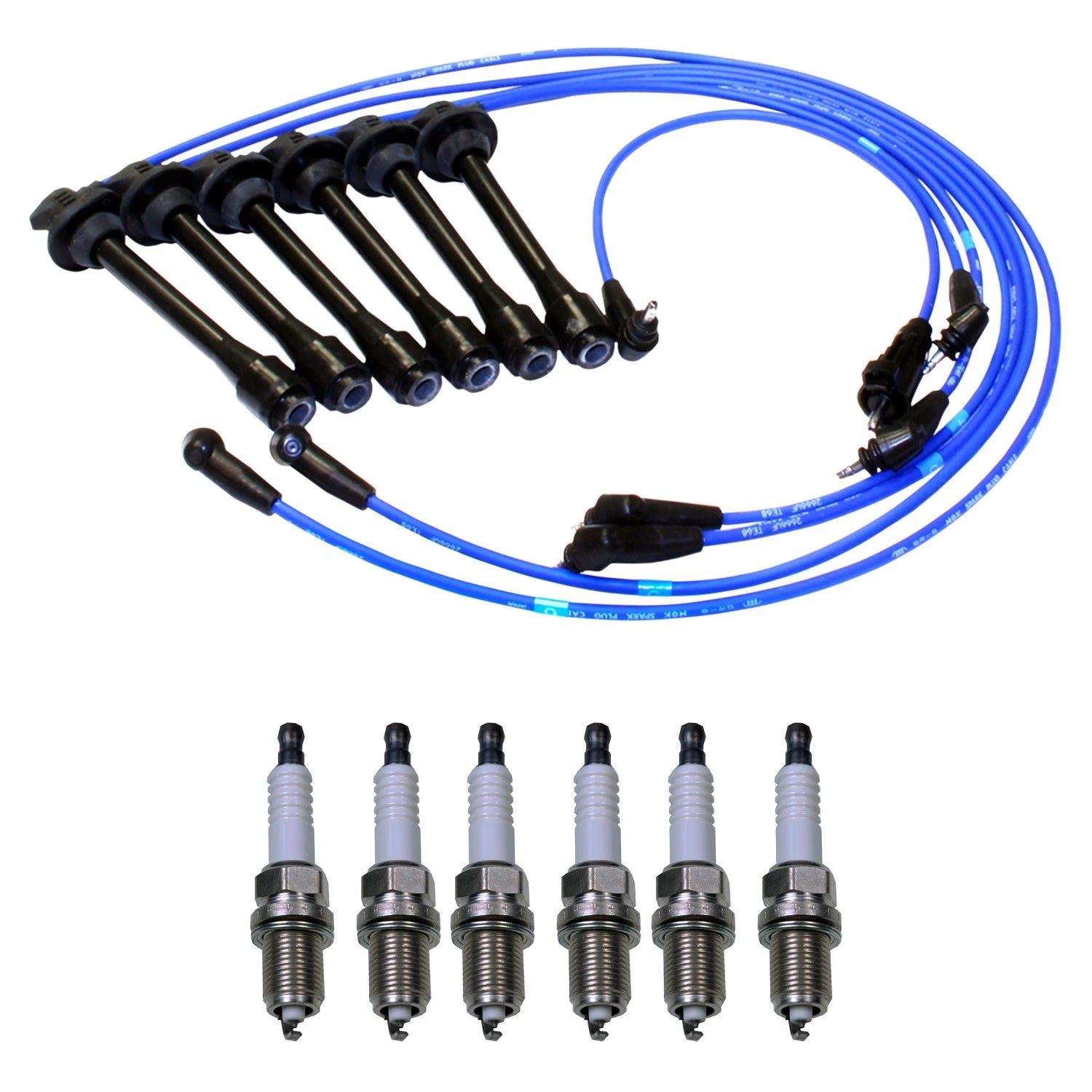 NGK 5mm Wire Set & Denso Platinum Spark Plug Kit for Land Cruiser LX450 (1996–1997)