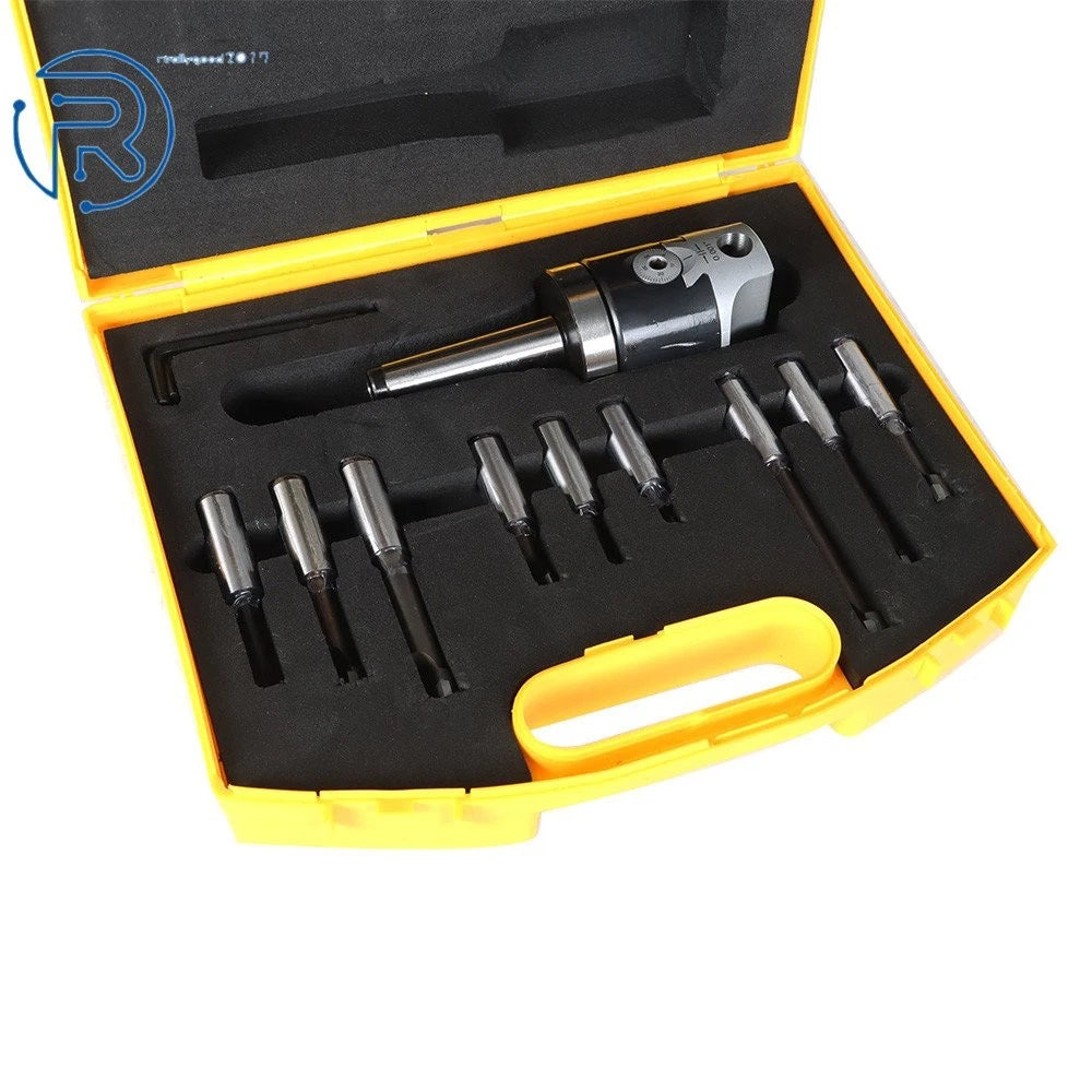 2" Boring Head with MT2 Shank & 9 Pcs 1/2" Shank Boring Bar Set