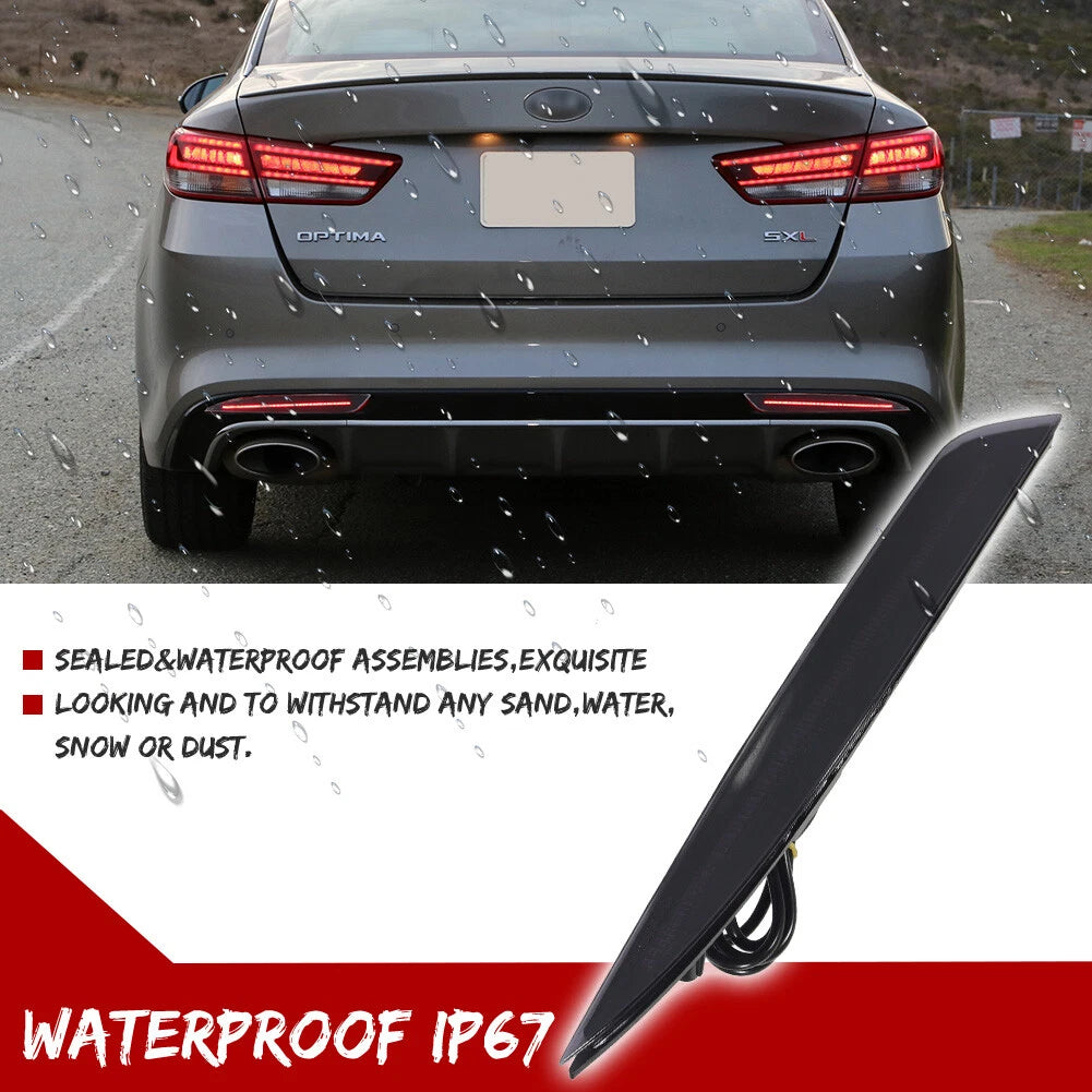 Smoke LED Rear Bumper Reflectors for Kia Optima K5 (2016–2018)