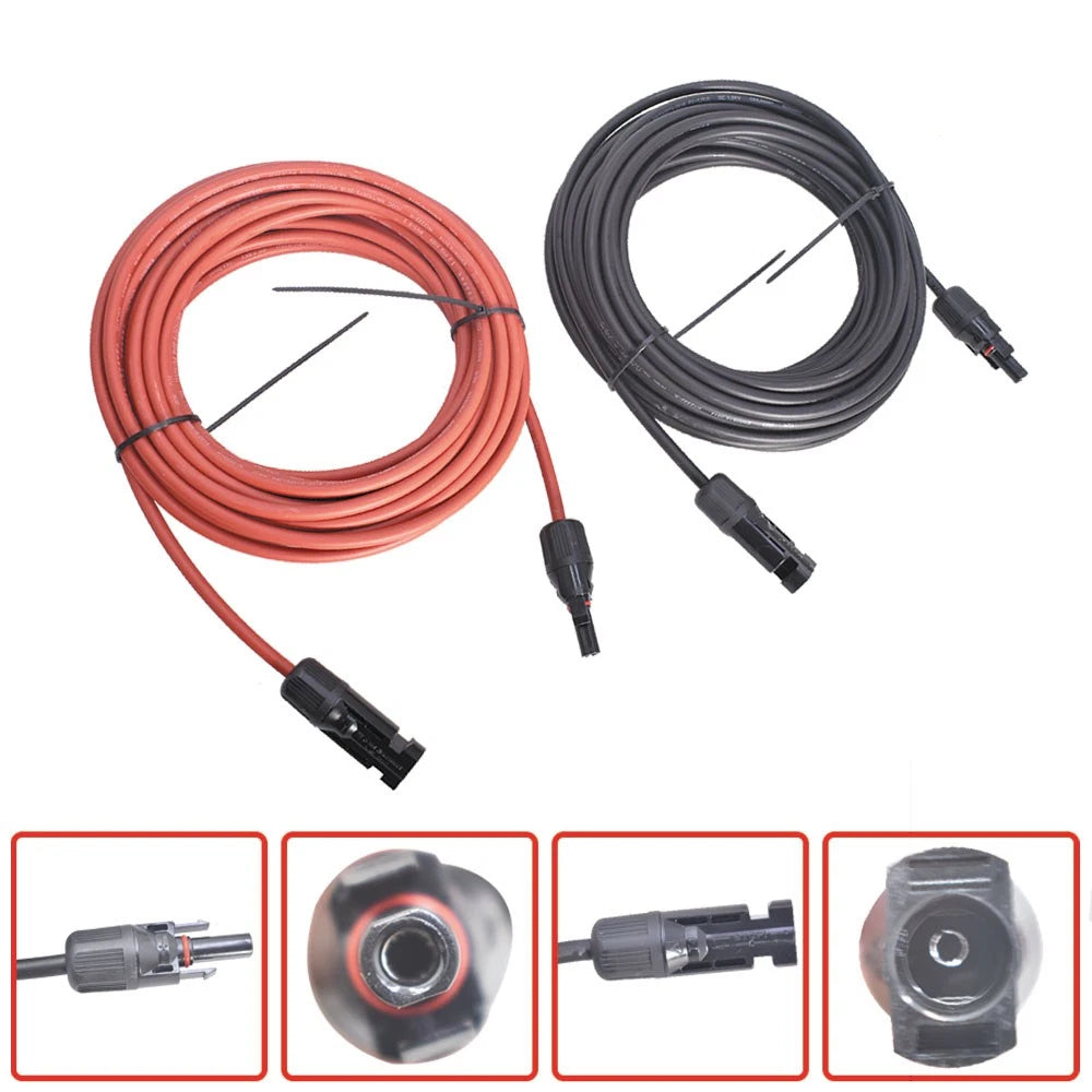 1 Pair 30ft Solar Panel Extension Cable for Universal Use