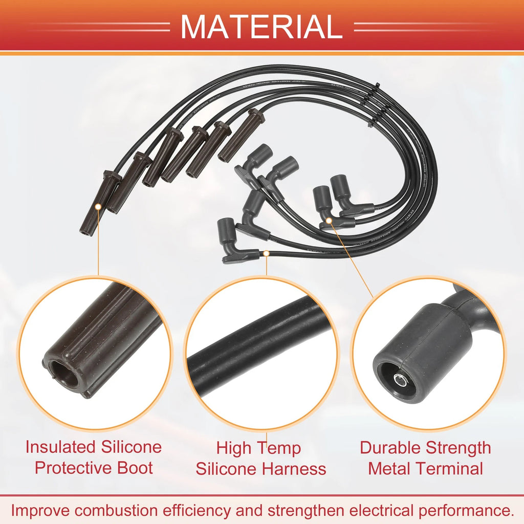 6X Spark Plug Wire Ignition Coil Cable No.12635741 for Buick Lucerne (2006–2011)