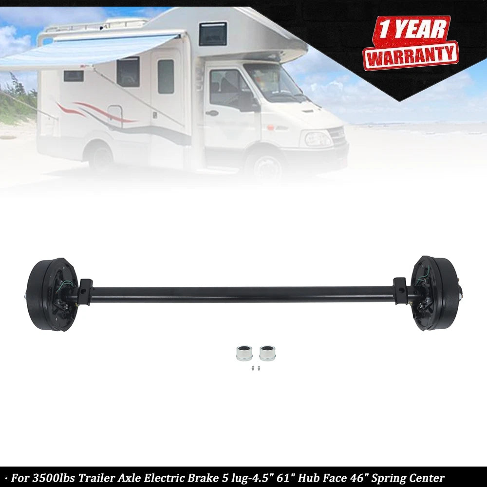 3500lbs Electric Brake Trailer Axle for 5 Lug (61" Hub Face, 46" Spring Center)