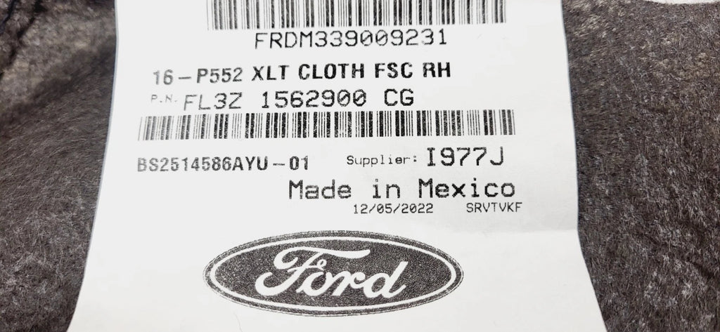 Front Right Passenger Bottom Seat Cover for Ford F150 (2015–2017) FL3Z1562900CG