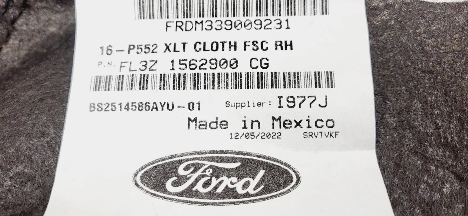 Front Right Passenger Bottom Seat Cover for Ford F150 (2015–2017) FL3Z1562900CG
