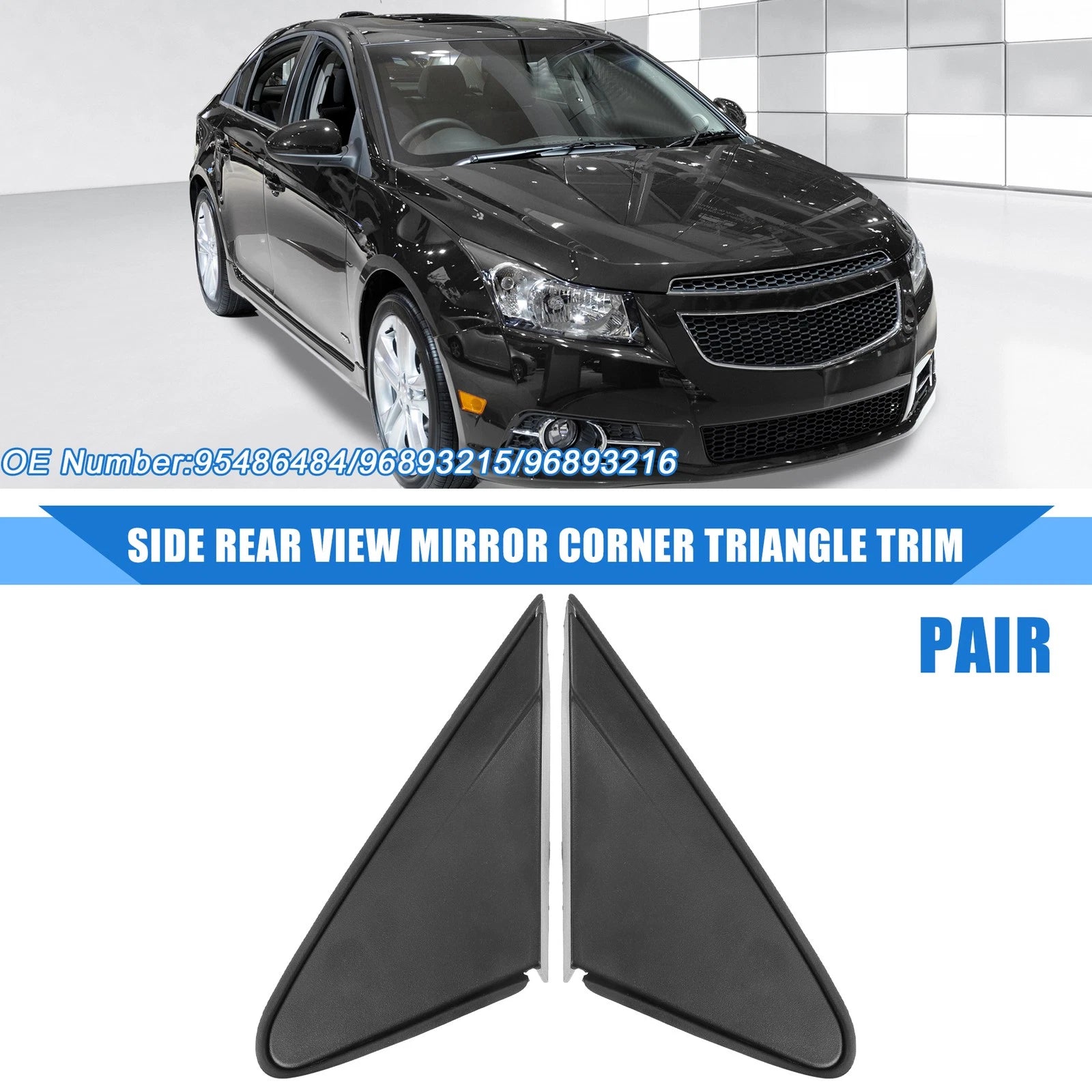 Pair Rear View Mirror Corner Triangle Trim for Chevy Cruze (2011–2016)