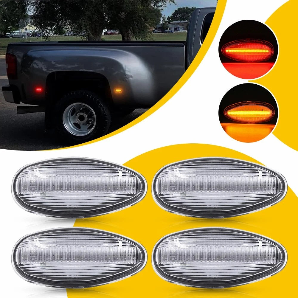 4PC Clear Lens LED Side Marker Light for Silverado 2500 3500 HD (2001–2014)