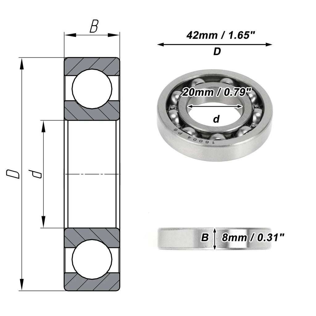 Deep Groove Ball Bearing 20x42x8mm for Scooter Skateboard (1 Pc)