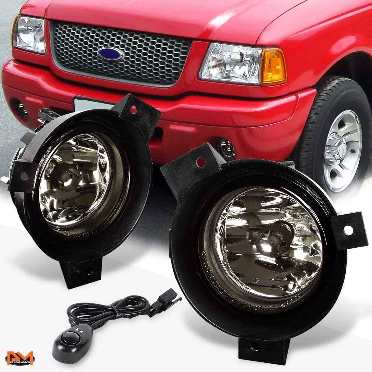 Smoked Lens Fog Lights with Switch for Ford Ranger Pickup (2001–2003)