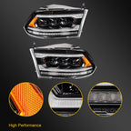 LED Headlight Assembly Pair for Dodge Ram 1500 2500 3500 (2009–2018)