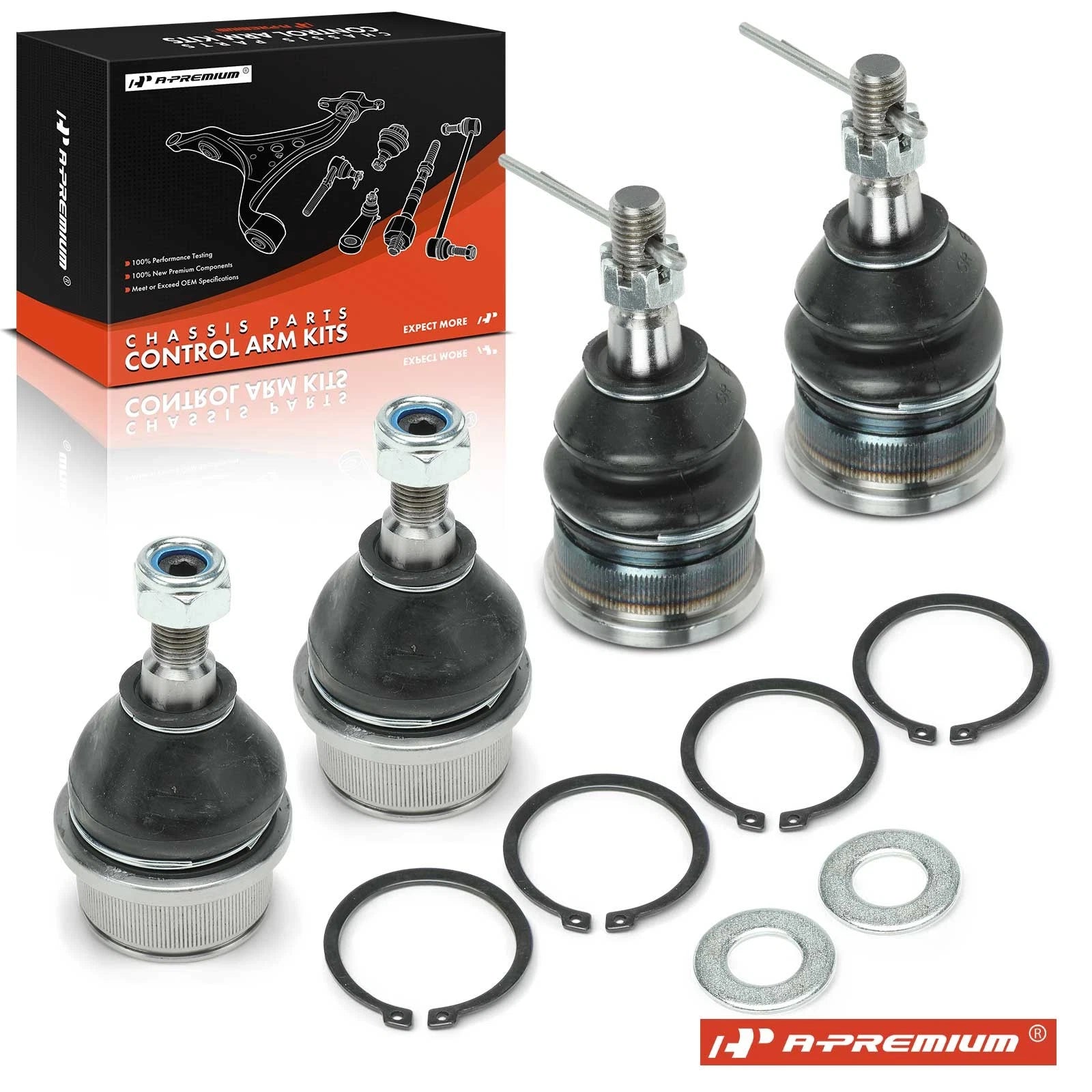 Set of 4 Front Upper & Lower Ball Joints for Jeep Grand Cherokee (2005–2010)