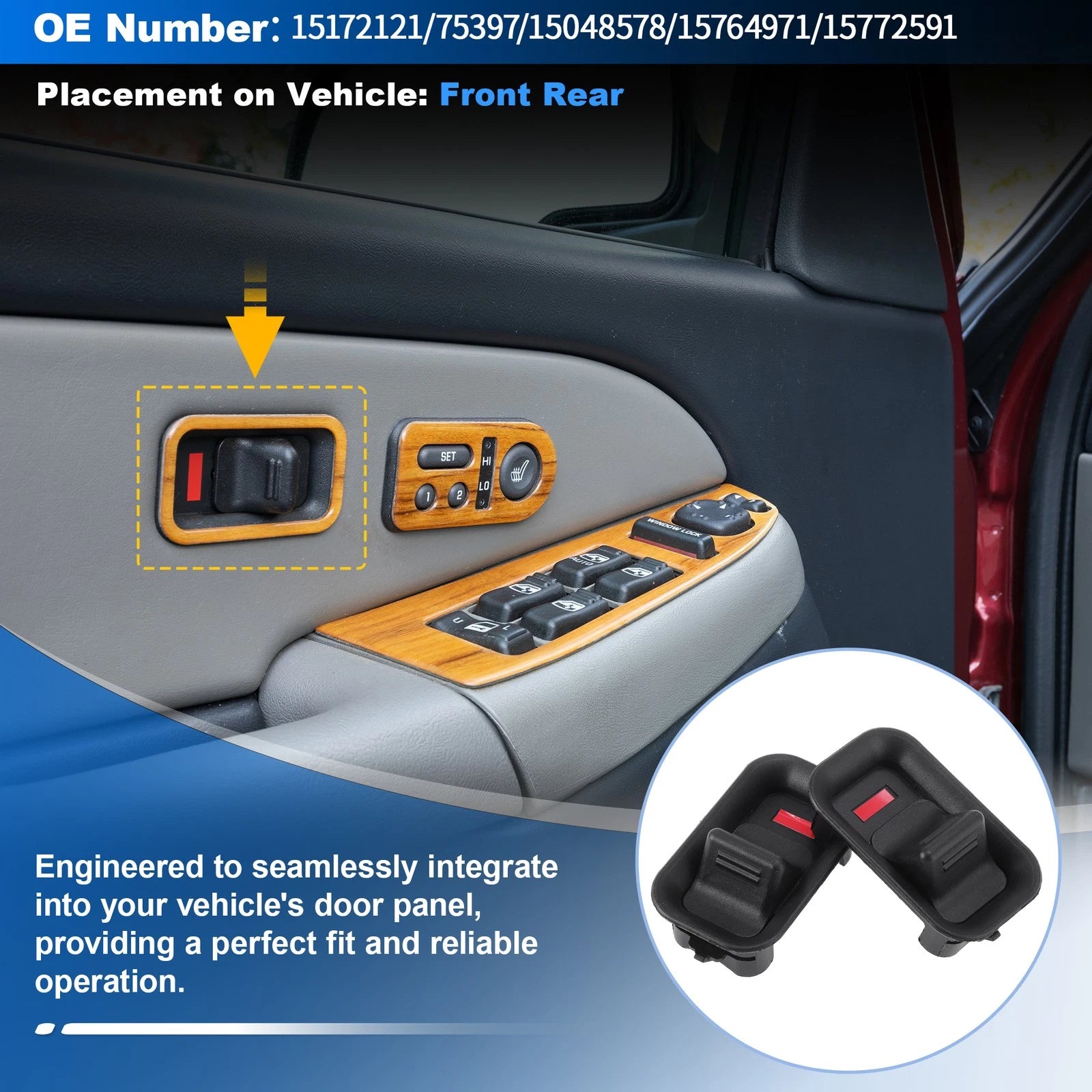 2X Power Door Lock Switch 15172121 for Chevy Avalanche Silverado Suburban (2001–2006)