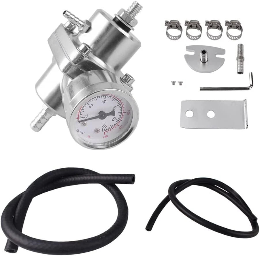 Universal Adjustable Fuel Pressure Regulator Kit with 0-140psi Gauge & Hose