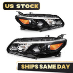 Halogen Headlight Assembly Pair for Chevy Malibu (2016–2018) LH+RH Black