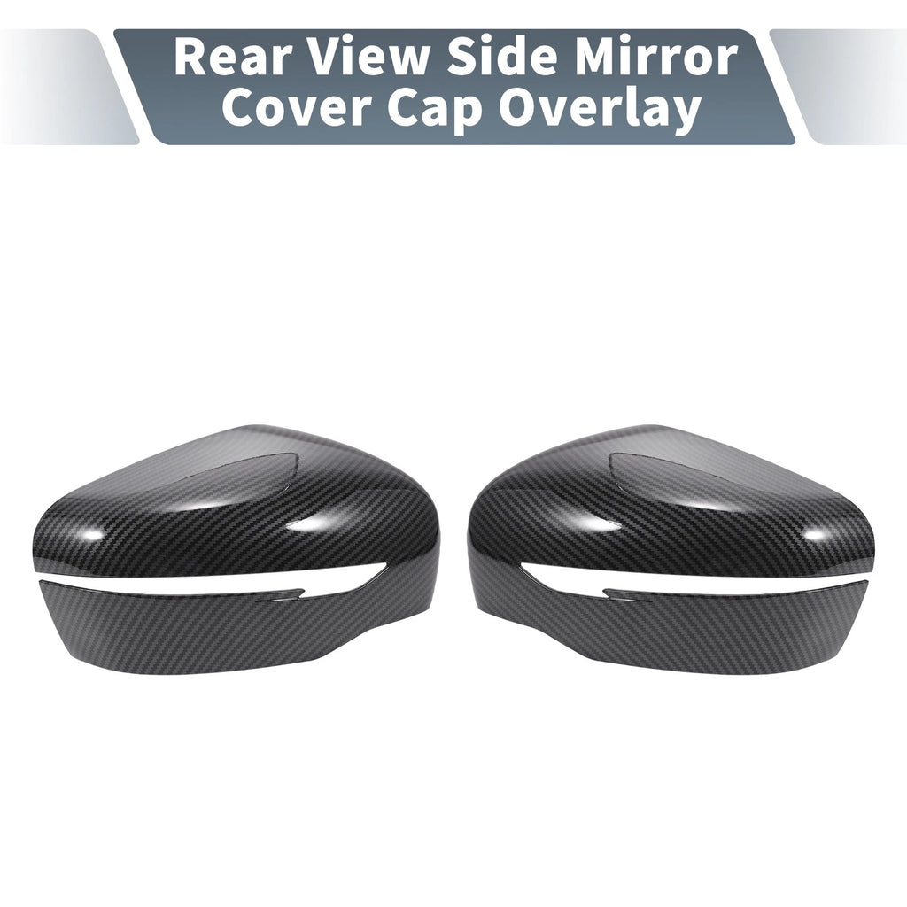 Pair Rearview Mirror Cover Overlay Black Carbon Fiber for Nissan Navara (2015–2023)