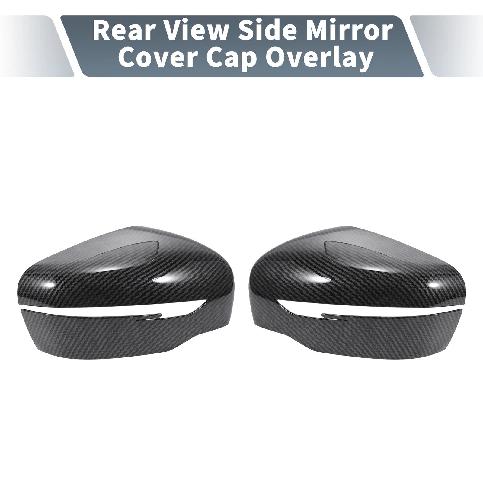 Pair Rearview Mirror Cover Overlay Black Carbon Fiber for Nissan Navara (2015–2023)