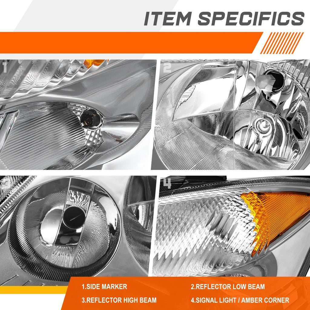 Left Side Chrome/Amber Headlight for Dodge/Mercedes/Freightliner Sprinter (2007–2013)