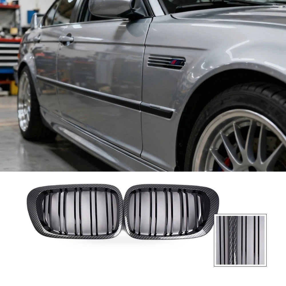 Carbon Fiber Twin Line Bumper Grille for BMW E46 M3 Coupe (1998–2002)