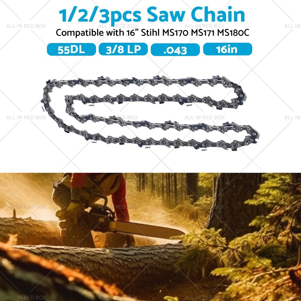 16 Inch Chainsaw Chain 55DL 3/8 LP 043 for Stihl MS180C MS170 MS171 (2000–2023)