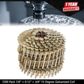 Set of 7200 Galvanized Coil Roofing Nails 3/8" Head Diameter 15 Degree