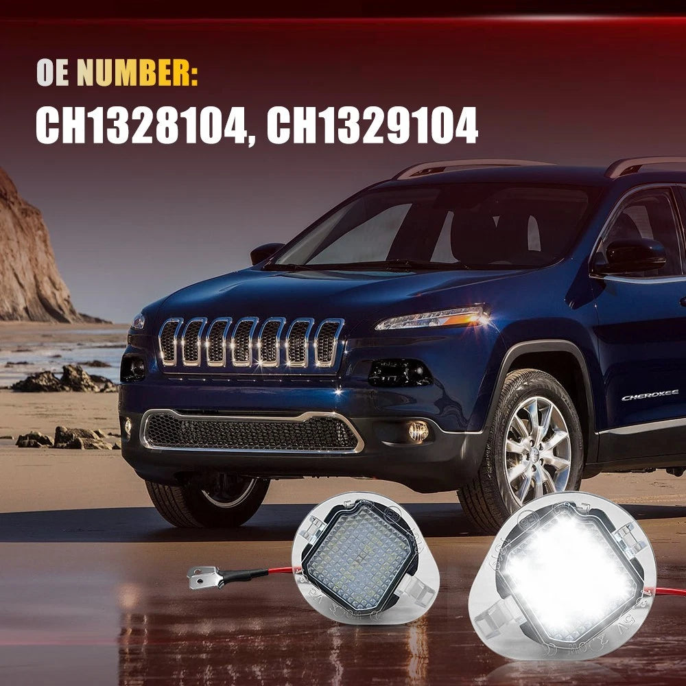 2X LED Under Side Mirror Puddle Lights for Jeep Cherokee (2014–2023) Dodge Dart (2013–2016)