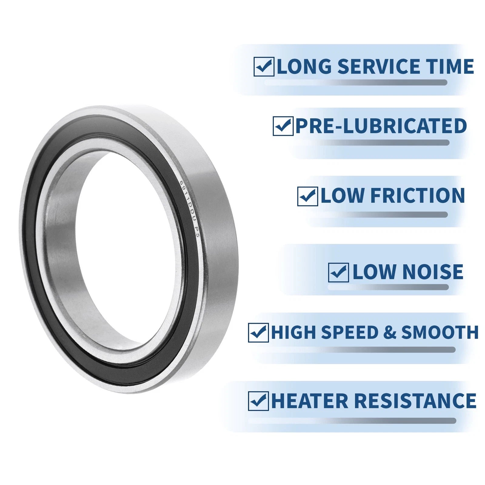 Deep Groove Ball Bearing 6911DDU for Scooter Skateboard (55x80x13mm)